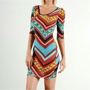Gorgeous Multi Colored Tribal Bodycon Dress